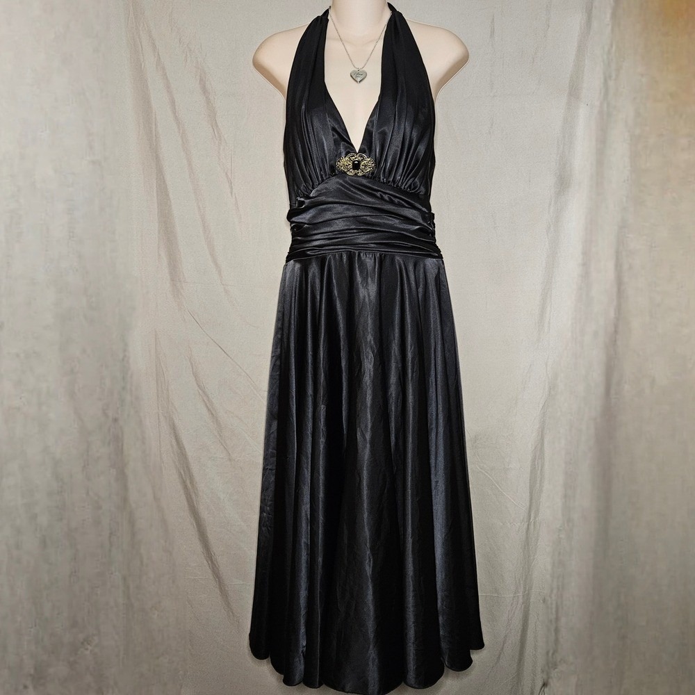 Aspeed Black Halter Maxi Dress Evening Party Gown - Picture 2 of 4